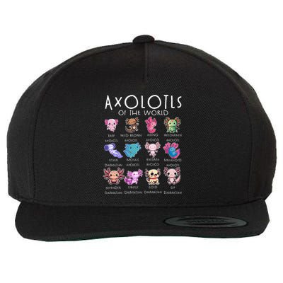 Axolotls Of The World Funny Kawaii Axolotls Wool Snapback Cap