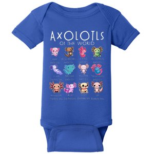 Axolotls Of The World Funny Kawaii Axolotls Baby Bodysuit