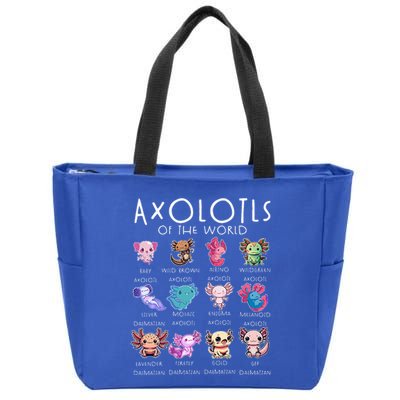 Axolotls Of The World Funny Kawaii Axolotls Zip Tote Bag