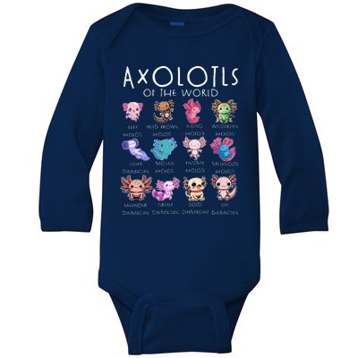 Axolotls Of The World Funny Kawaii Axolotls Baby Long Sleeve Bodysuit