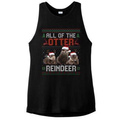 All Of The Otter Reindeer Christmas Funny Xmas Otter Lovers Ladies PosiCharge Tri-Blend Wicking Tank