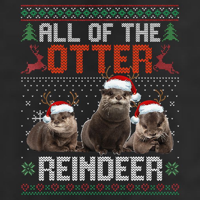 All Of The Otter Reindeer Christmas Funny Xmas Otter Lovers 7 Panel Mesh Trucker Snapback Hat