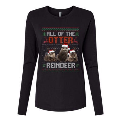 All Of The Otter Reindeer Christmas Funny Xmas Otter Lovers Womens Cotton Relaxed Long Sleeve T-Shirt