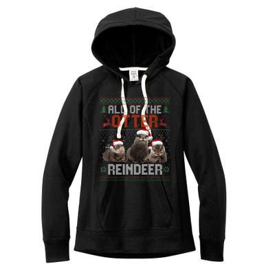 All Of The Otter Reindeer Christmas Funny Xmas Otter Lovers Women's Fleece Hoodie