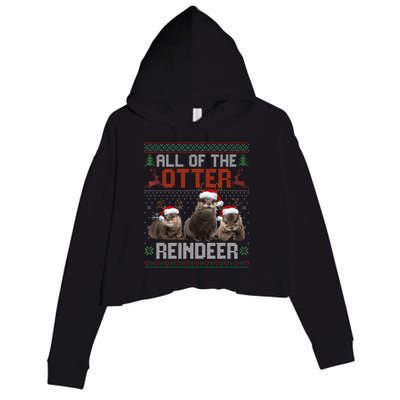 All Of The Otter Reindeer Christmas Funny Xmas Otter Lovers Crop Fleece Hoodie