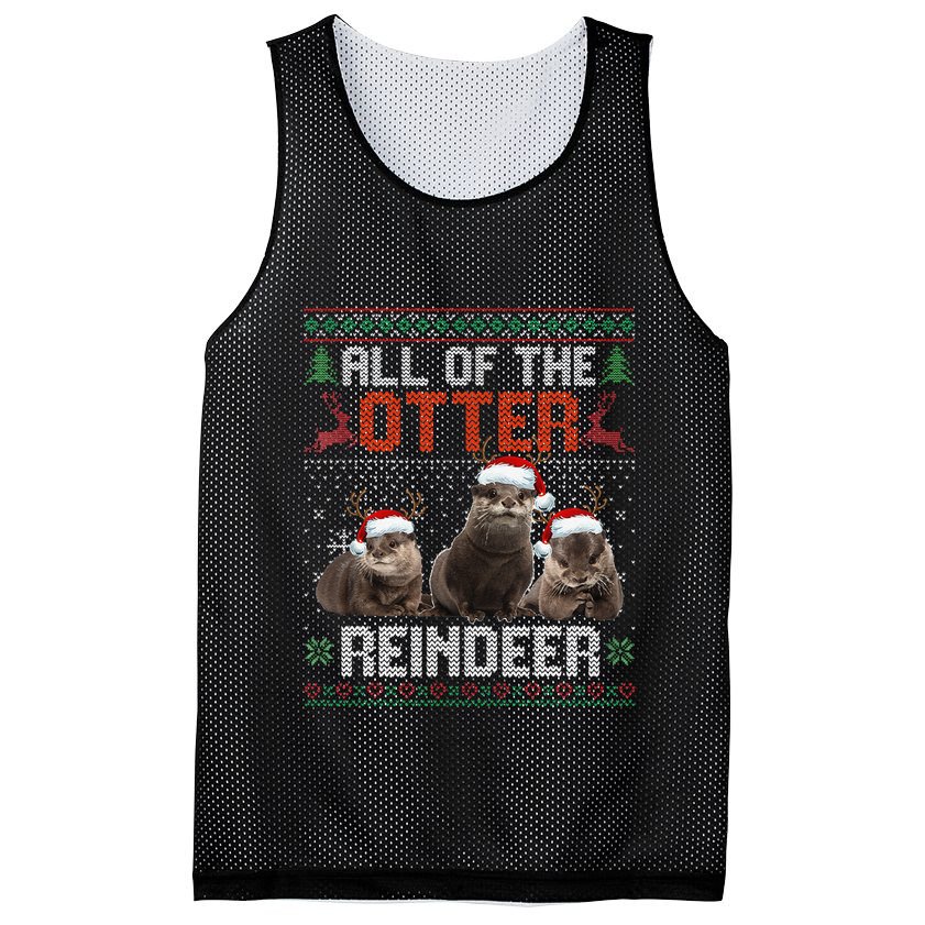 All Of The Otter Reindeer Christmas Funny Xmas Otter Lovers Mesh Reversible Basketball Jersey Tank