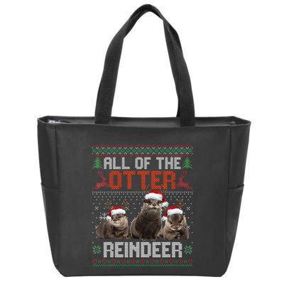 All Of The Otter Reindeer Christmas Funny Xmas Otter Lovers Zip Tote Bag