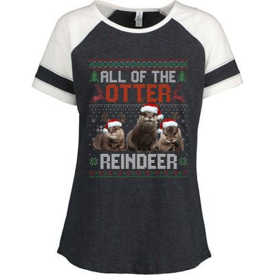 All Of The Otter Reindeer Christmas Funny Xmas Otter Lovers Enza Ladies Jersey Colorblock Tee