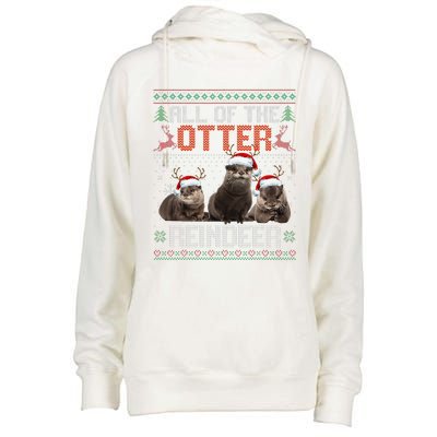 All Of The Otter Reindeer Christmas Funny Xmas Otter Lovers Womens Funnel Neck Pullover Hood