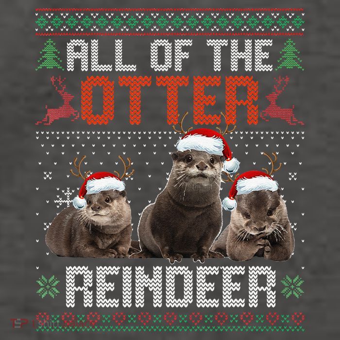 All Of The Otter Reindeer Christmas Funny Xmas Otter Lovers Vector Backpack