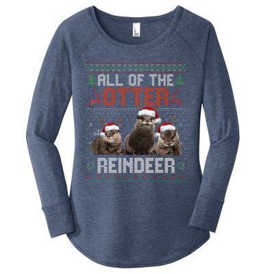 All Of The Otter Reindeer Christmas Funny Xmas Otter Lovers Women's Perfect Tri Tunic Long Sleeve Shirt