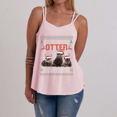 All Of The Otter Reindeer Christmas Funny Xmas Otter Lovers Women's Strappy Tank