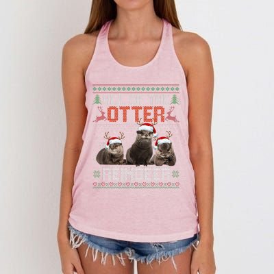 All Of The Otter Reindeer Christmas Funny Xmas Otter Lovers Women's Knotted Racerback Tank