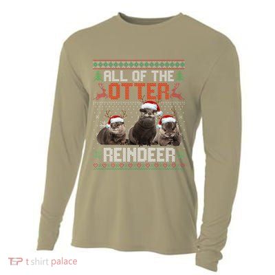 All Of The Otter Reindeer Christmas Funny Xmas Otter Lovers Cooling Performance Long Sleeve Crew