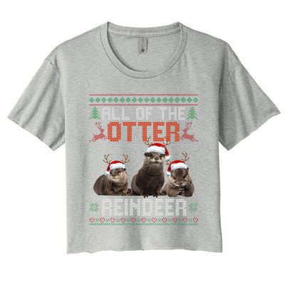 All Of The Otter Reindeer Christmas Funny Xmas Otter Lovers Women's Crop Top Tee