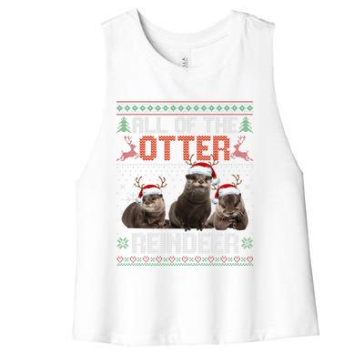 All Of The Otter Reindeer Christmas Funny Xmas Otter Lovers Women's Racerback Cropped Tank