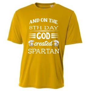 And On The 8th Day God Created Spartan Gladiator Helmet Gift Cooling Performance Crew T-Shirt