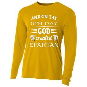 And On The 8th Day God Created Spartan Gladiator Helmet Gift Cooling Performance Long Sleeve Crew