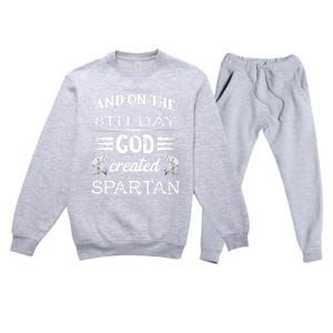 And On The 8th Day God Created Spartan Gladiator Helmet Gift Premium Crewneck Sweatsuit Set