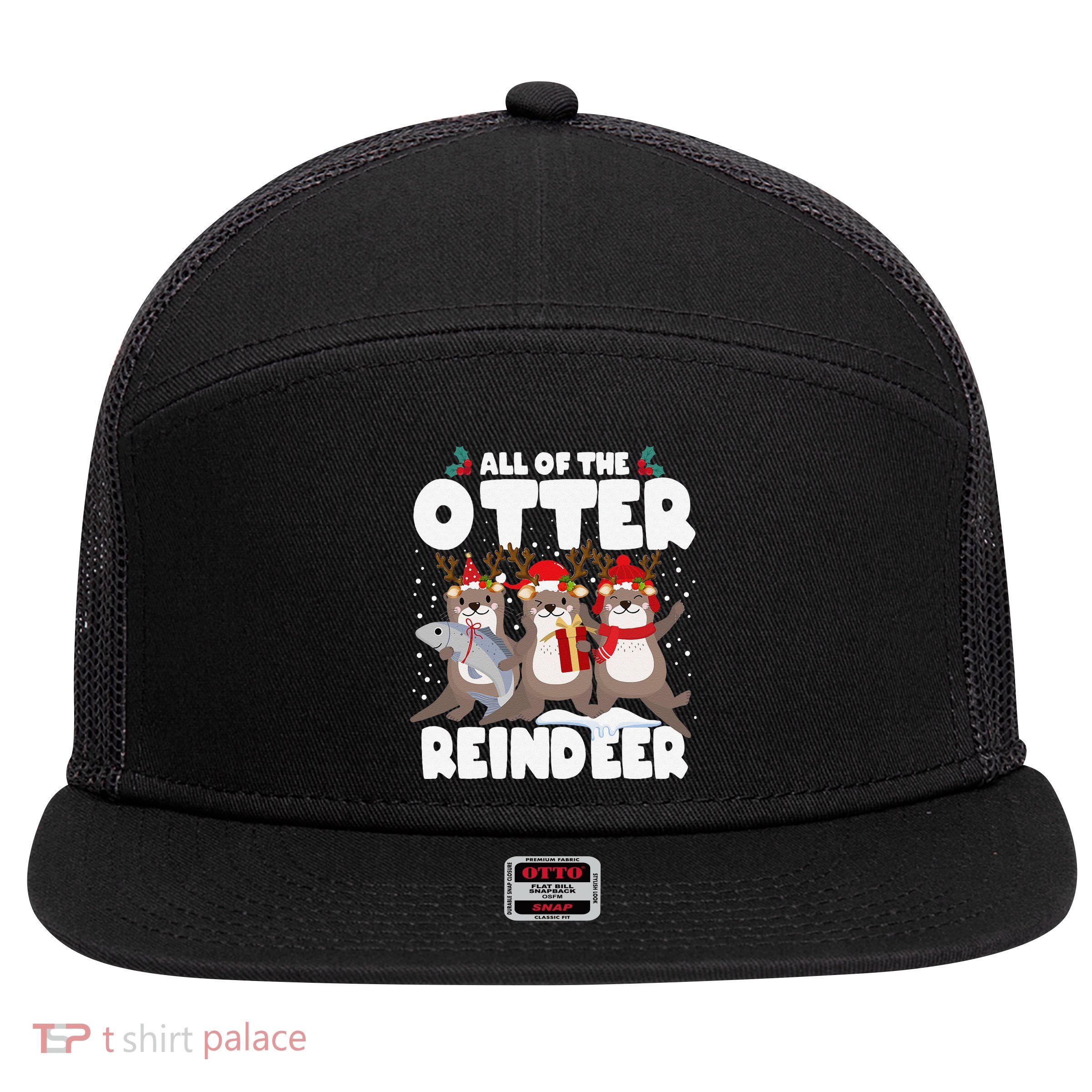 All Of The Otter Reindeer Funny Christmas Pajama Gifts 7 Panel Mesh Trucker Snapback Hat