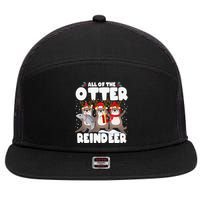 All Of The Otter Reindeer Funny Christmas Pajama Gifts 7 Panel Mesh Trucker Snapback Hat