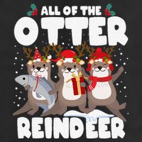 All Of The Otter Reindeer Funny Christmas Pajama Gifts 7 Panel Mesh Trucker Snapback Hat