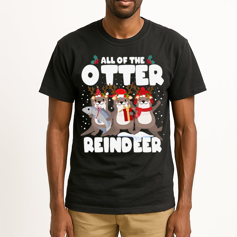 All Of The Otter Reindeer Funny Christmas Pajama Gifts Tall T-Shirt