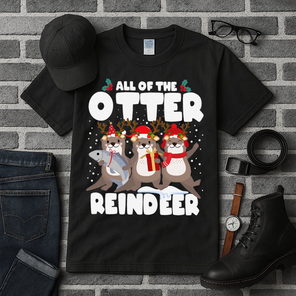 All Of The Otter Reindeer Funny Christmas Pajama Gifts Tall T-Shirt