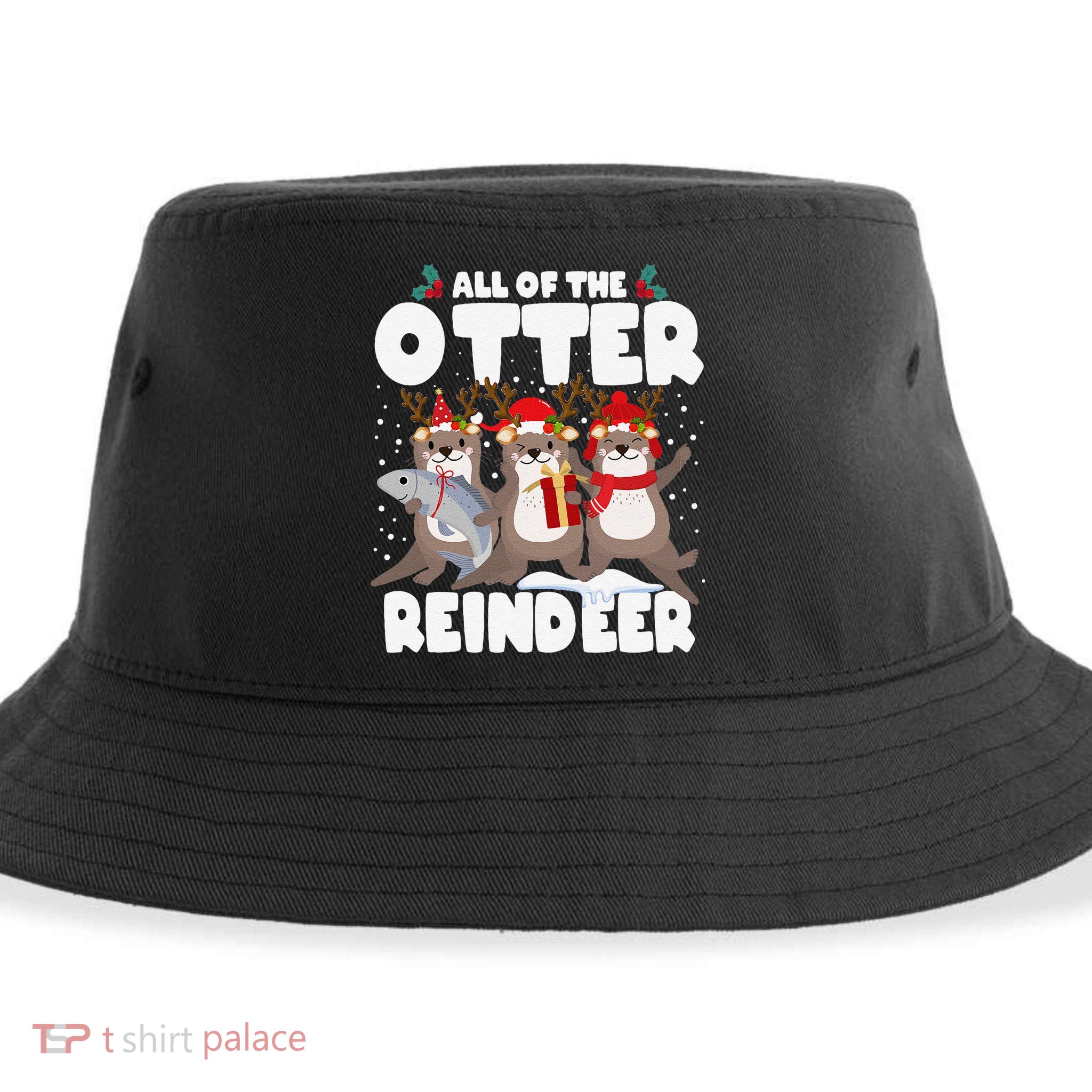 All Of The Otter Reindeer Funny Christmas Pajama Gifts Sustainable Bucket Hat