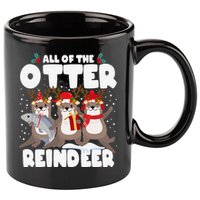 All Of The Otter Reindeer Funny Christmas Pajama Gifts 11oz C Handle Ceramic Mug