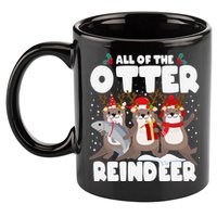 All Of The Otter Reindeer Funny Christmas Pajama Gifts 11oz C Handle Ceramic Mug