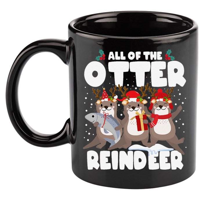 All Of The Otter Reindeer Funny Christmas Pajama Gifts 11oz C Handle Ceramic Mug