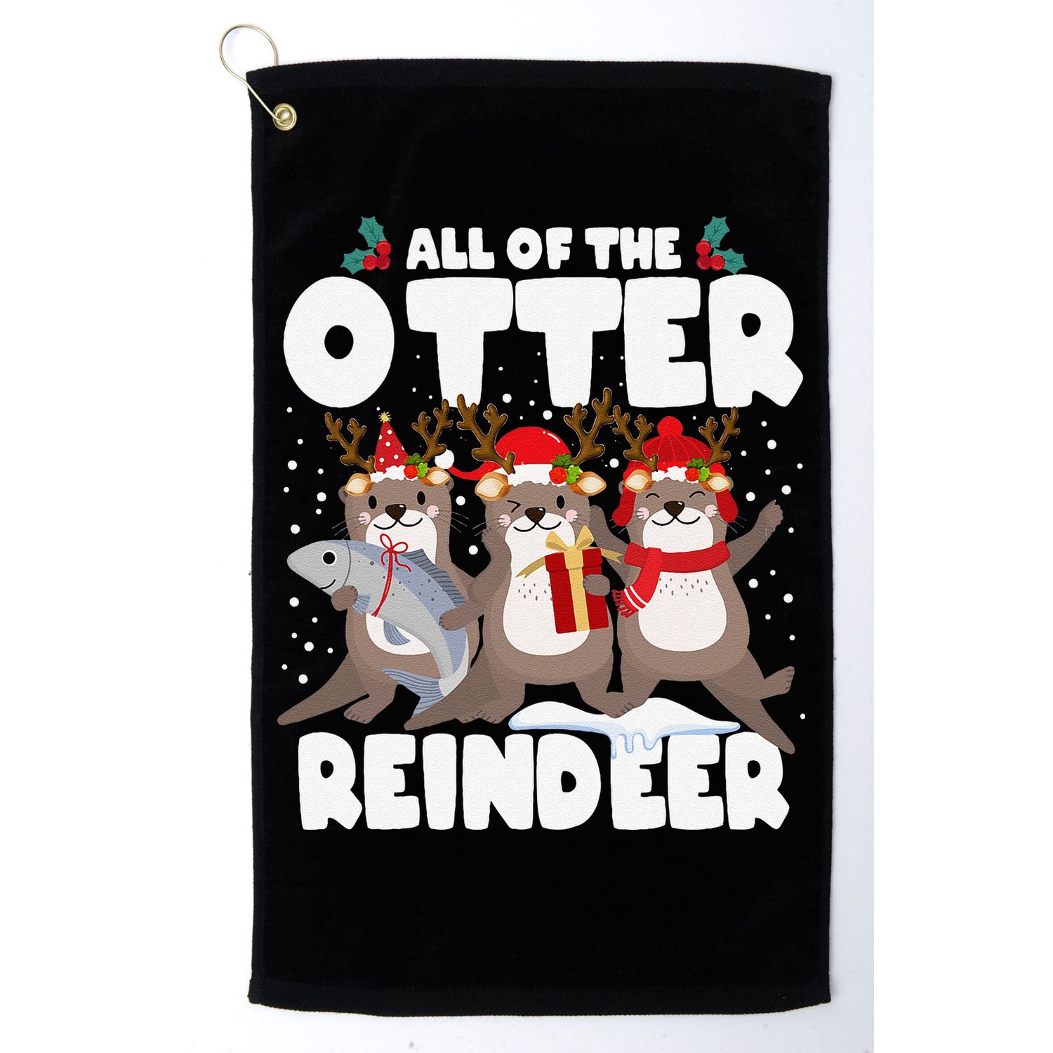 All Of The Otter Reindeer Funny Christmas Pajama Gifts Golf Towel