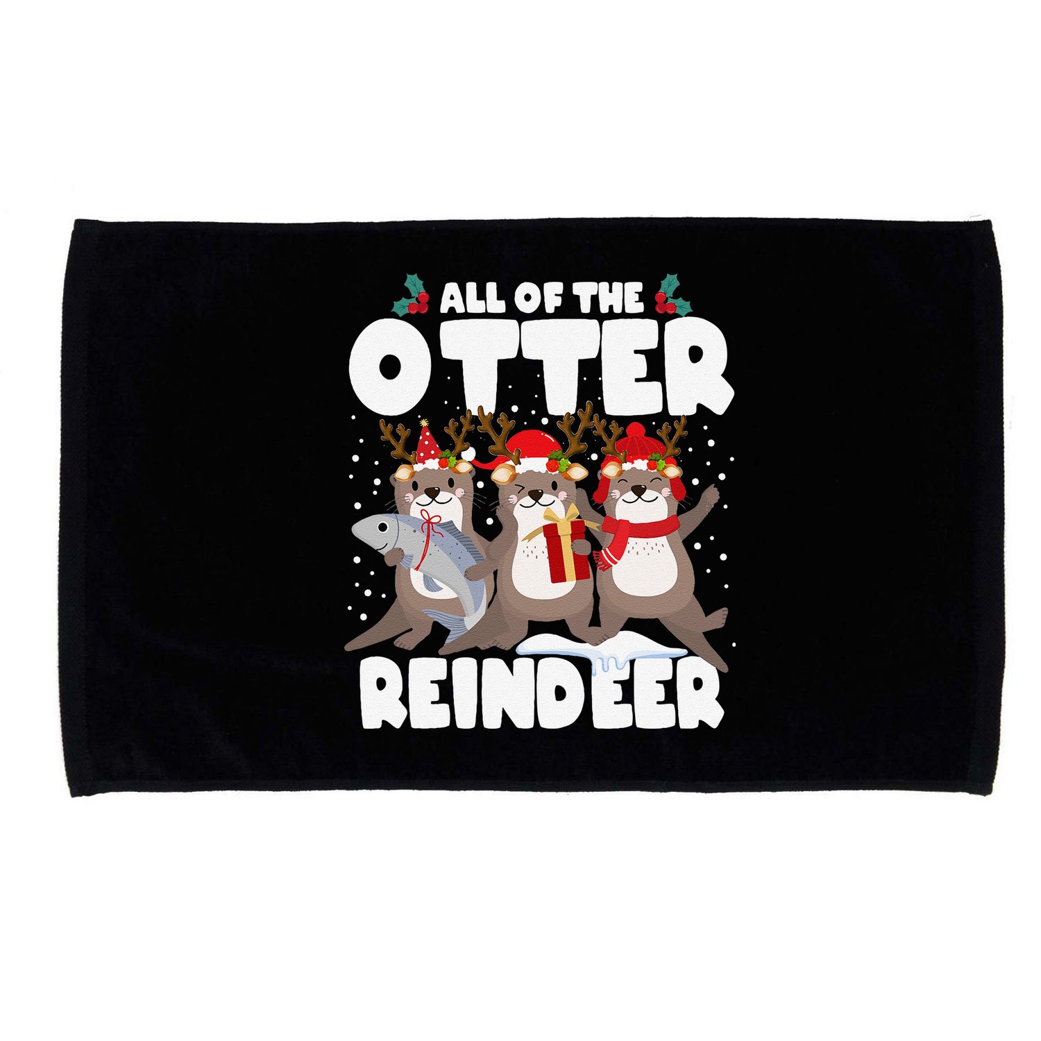 All Of The Otter Reindeer Funny Christmas Pajama Gifts Microfiber Hand Towel