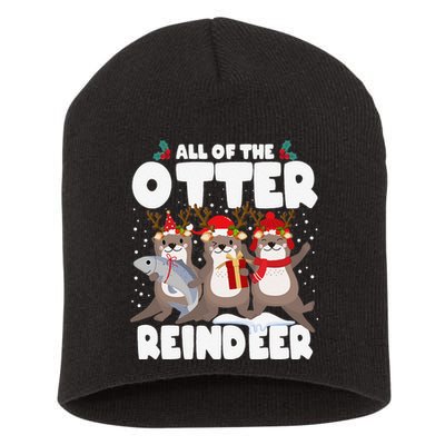 All Of The Otter Reindeer Funny Christmas Pajama Gifts Short Acrylic Beanie