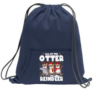 All Of The Otter Reindeer Funny Christmas Pajama Gifts Sweatshirt Cinch Pack Bag