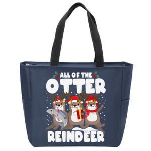 All Of The Otter Reindeer Funny Christmas Pajama Gifts Zip Tote Bag