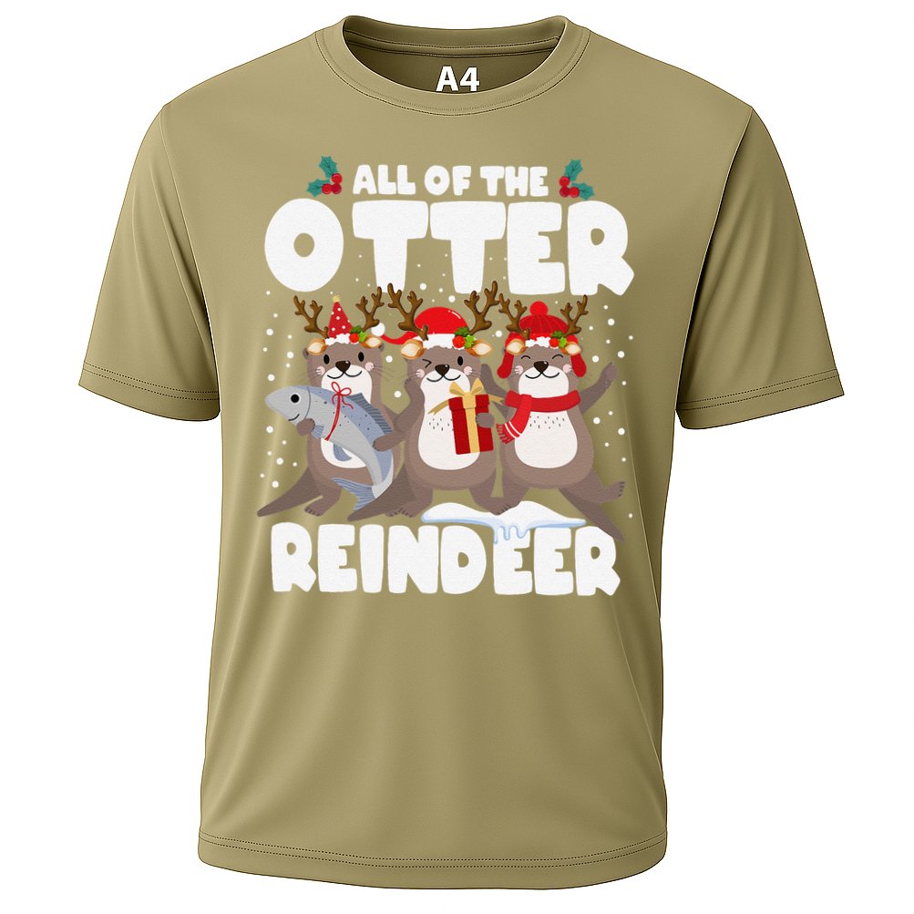 All Of The Otter Reindeer Funny Christmas Pajama Gifts Cooling Performance Crew T-Shirt