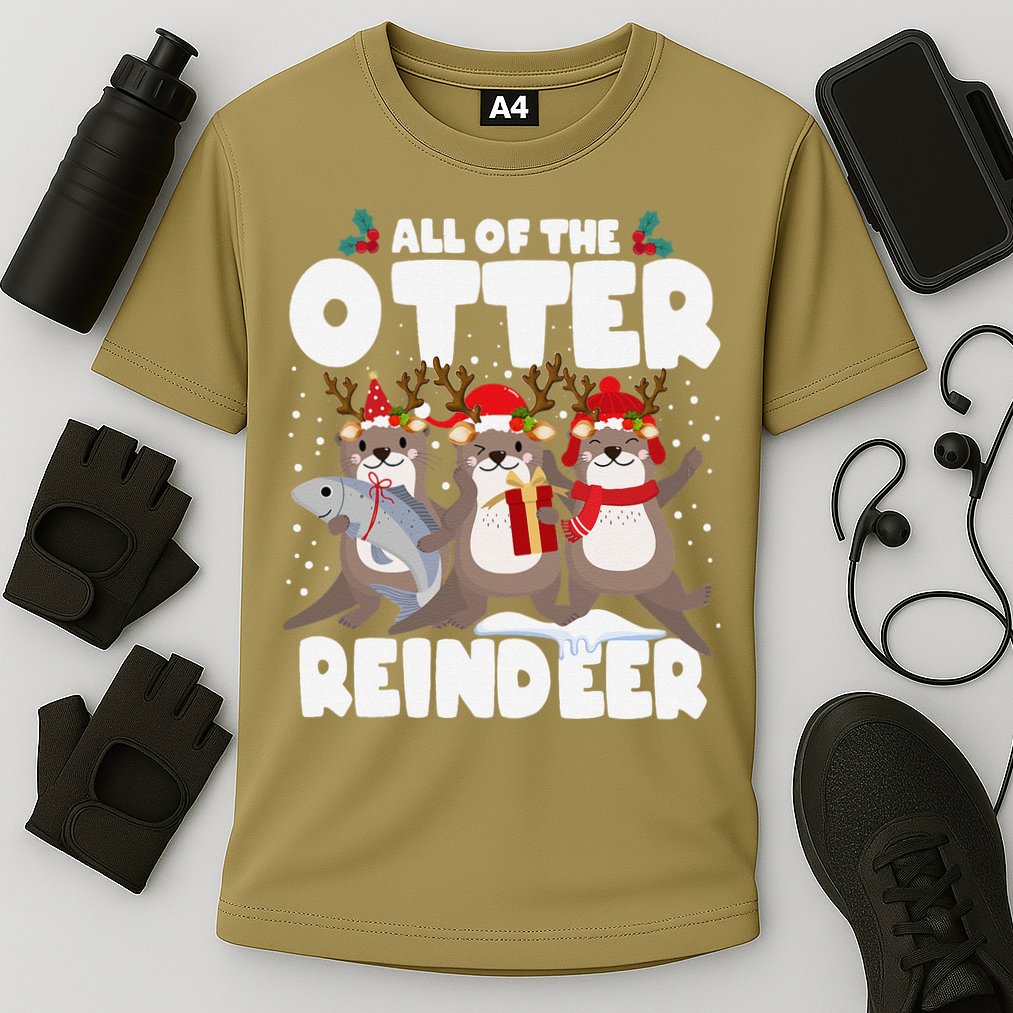 All Of The Otter Reindeer Funny Christmas Pajama Gifts Cooling Performance Crew T-Shirt