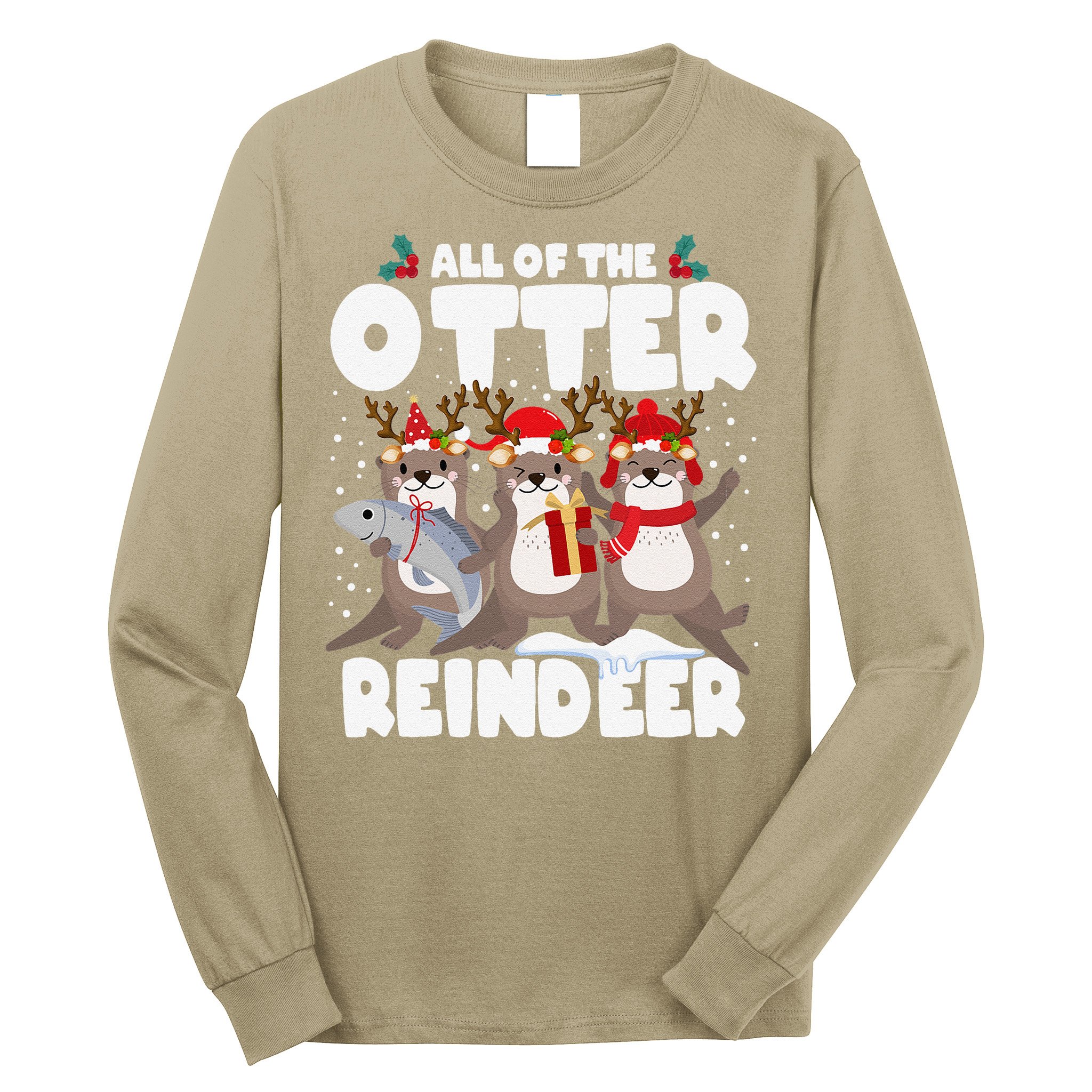 All Of The Otter Reindeer Funny Christmas Pajama Gifts Long Sleeve Shirt