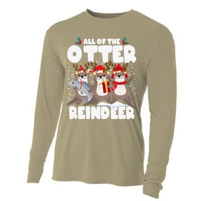 All Of The Otter Reindeer Funny Christmas Pajama Gifts Cooling Performance Long Sleeve Crew