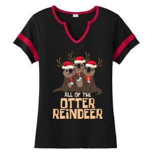 All Of The Otter Reindeer Christmas Funny Cute Cute Gift Ladies Halftime Notch Neck Tee