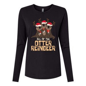 All Of The Otter Reindeer Christmas Funny Cute Cute Gift Womens Cotton Relaxed Long Sleeve T-Shirt