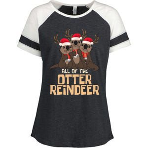 All Of The Otter Reindeer Christmas Funny Cute Cute Gift Enza Ladies Jersey Colorblock Tee