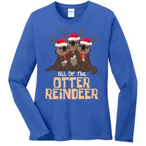 All Of The Otter Reindeer Christmas Funny Cute Cute Gift Ladies Long Sleeve Shirt