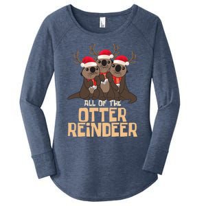 All Of The Otter Reindeer Christmas Funny Cute Cute Gift Women's Perfect Tri Tunic Long Sleeve Shirt