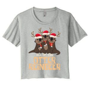 All Of The Otter Reindeer Christmas Funny Cute Cute Gift Women's Crop Top Tee