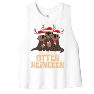 All Of The Otter Reindeer Christmas Funny Cute Cute Gift Women's Racerback Cropped Tank