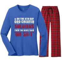 And On The 8th Day God Created Soldiers Then The Devil Said Great Gift Women's Long Sleeve Flannel Pajama Set 