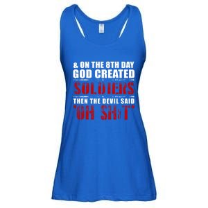 And On The 8th Day God Created Soldiers Then The Devil Said Great Gift Ladies Essential Flowy Tank